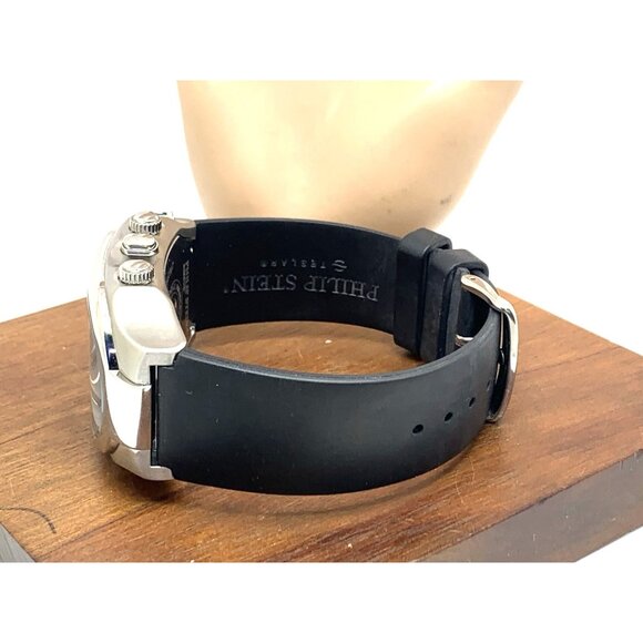 Philip Stein Men's Watch Teslar Quartz Dual Time Chronograph Leather Strap 37mm - Picture 9 of 14